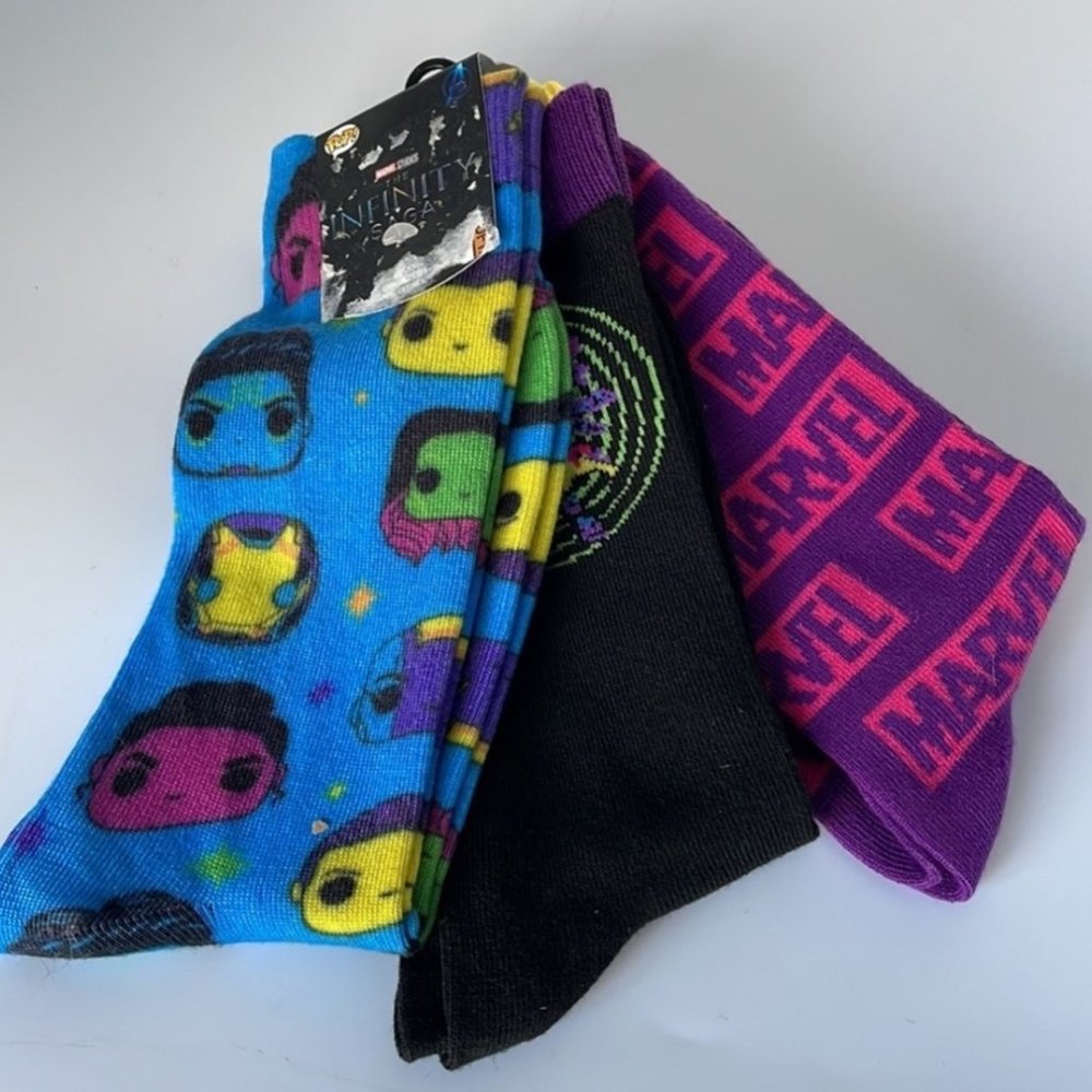 NWT 3Pk Marvel Funko Infinity Saga Neon Socks